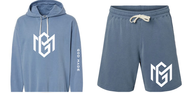 Blue Jean Garment-Dyed Lightweight Fleece Sweat Short Set