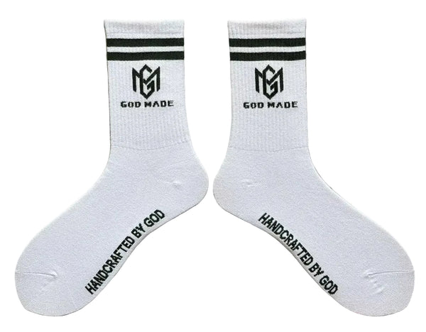 God Made White/Dark Green Socks