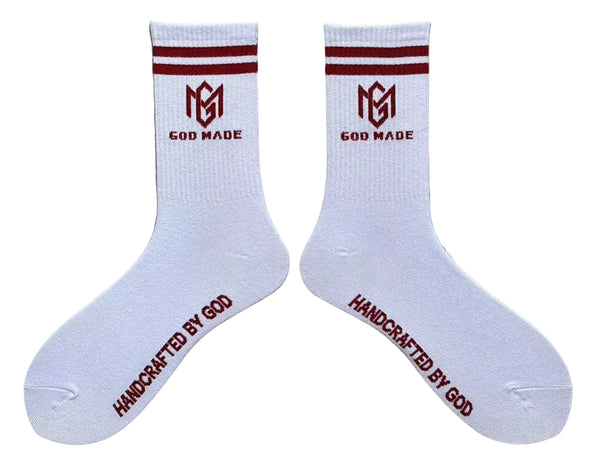 God Made White/Burgundy Socks