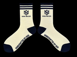 God Made Cream/Navy Blue Socks