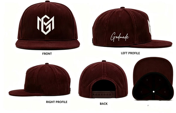 Burgundy Corduroy Snap Back Hat