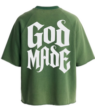 God Made Washed Raw Edge Oversized Tee - Green