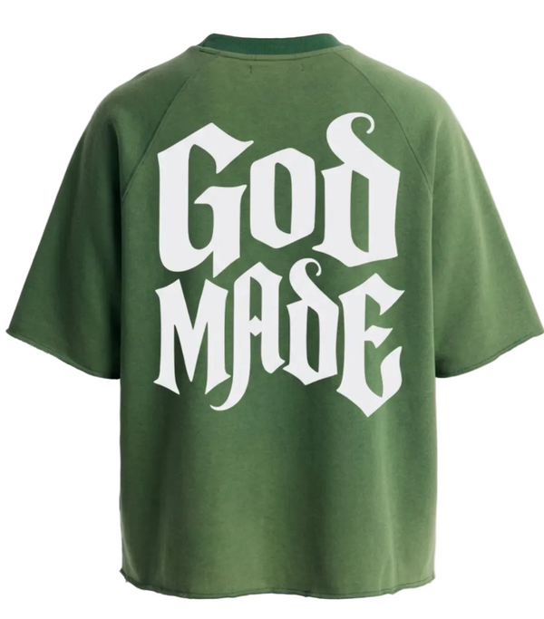 God Made Washed Raw Edge Oversized Tee - Green