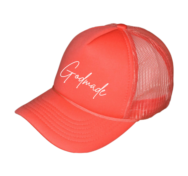 God Made Coral Trucker Hat