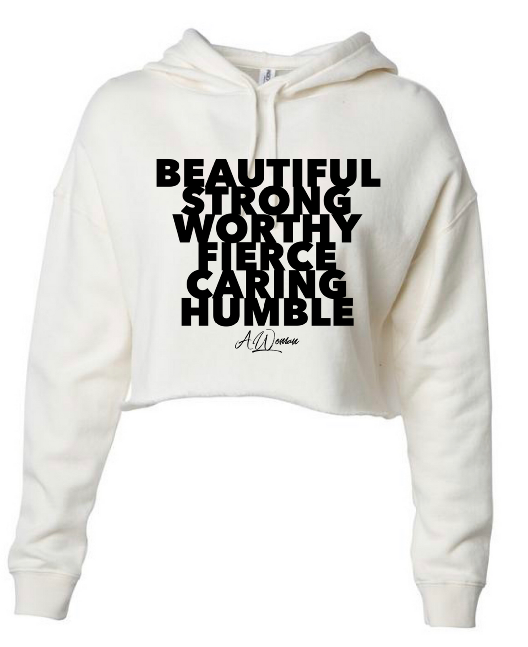 Women Empowerment Lightweight White Crop Top Hoodie