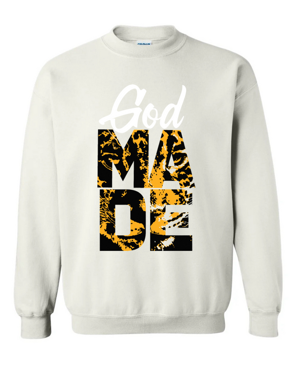 God Made White Chenille Patch Sweater