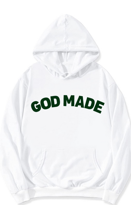 God Made White/Dark Green Hoodie