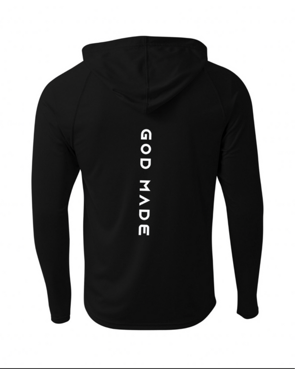 Black Cooling Performance Long-Sleeve Hooded T-shirt