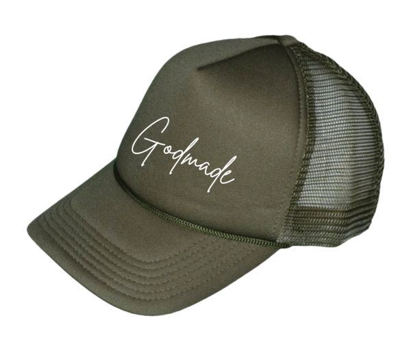 God Made Olive Green Trucker Hat