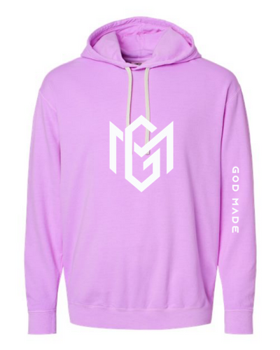 Neon Violet Garment-Dyed Lightweight Fleece Hooded Sweatshirt