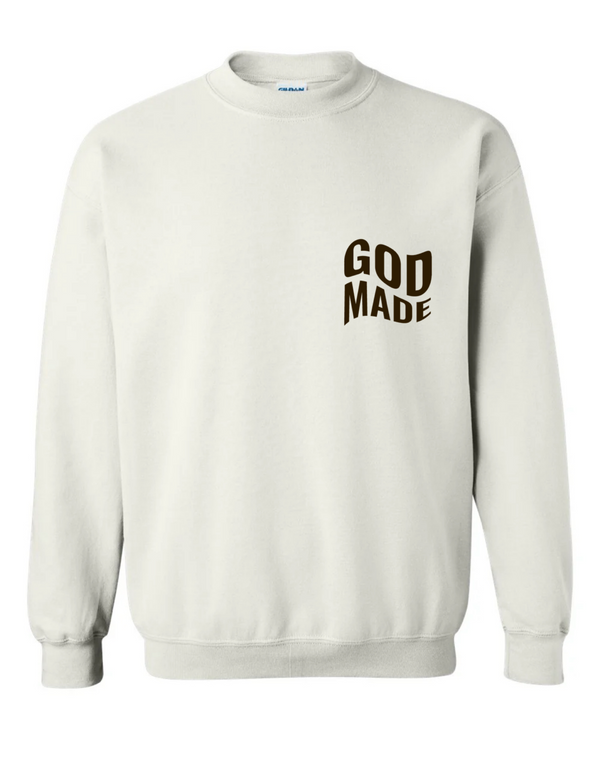 God Made White/Brown Crewneck